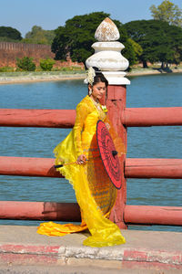 Portrait of a smiling woman on beach