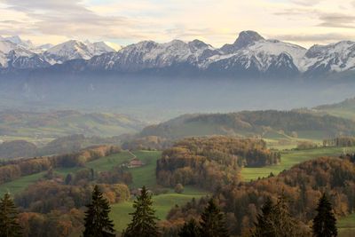 Scenic view of mountains against sky