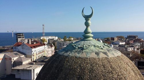 Panoramic view of sea against clear sky