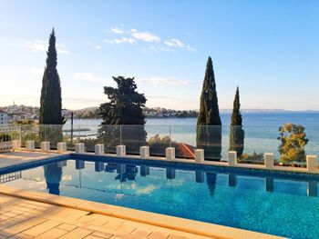 View of swimming pool against sky