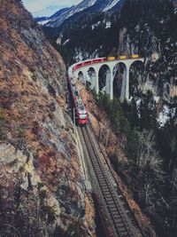 Train on the bridge in switzerland