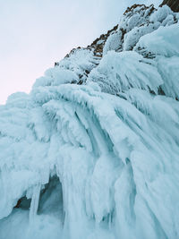 Snow covered landscape against sky