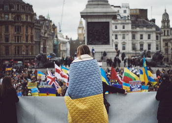 Speaker at ukraine anti war protest in london 