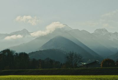 Scenic view of mountains against sky