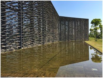 Reflection of building in water