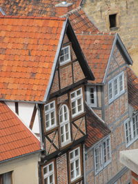 Low angle view of buildings in town