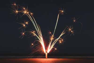 Firework display at night