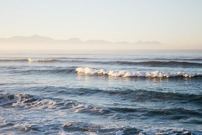 Scenic view of sea against clear sky