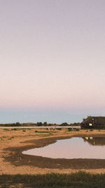 Scenic view of lake against clear sky