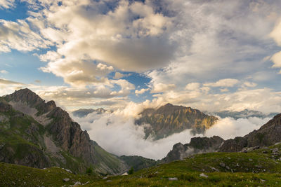 Scenic view of mountains against sky