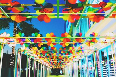 Low angle view of colorful lanterns