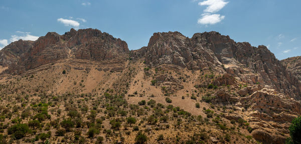 Scenic view of rocky mountains against sky