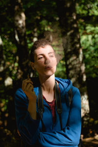 Portrait of mid adult man in forest