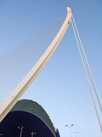 Low angle view of building against clear blue sky