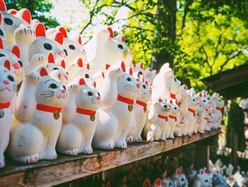 Close-up of toys for sale in market stall