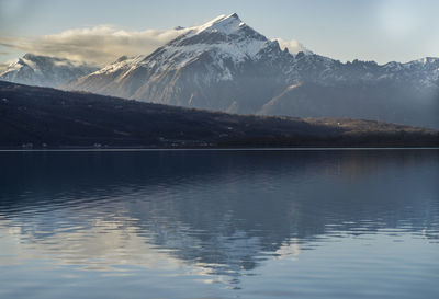 Scenic view of lake and mountains