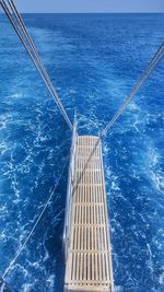 High angle view of sailboat on sea against sky