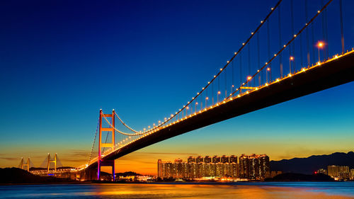 View of suspension bridge at night