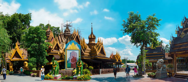 Panoramic view of temple building against sky