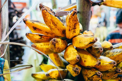 Close-up of yellow fruits for sale in market