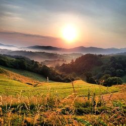 Scenic view of landscape against sky during sunset