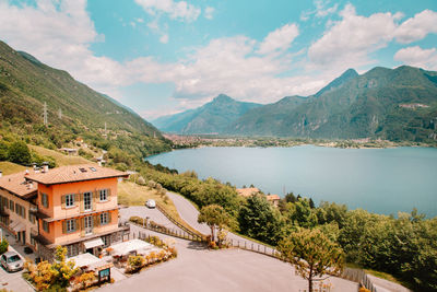 Natural landscape with green mountain peaks in summer