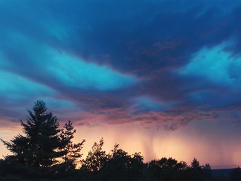 Silhouette trees against dramatic sky