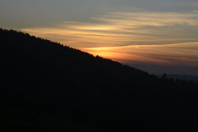 Scenic view of silhouette landscape against sky during sunset