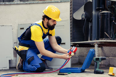 Architects working at construction site