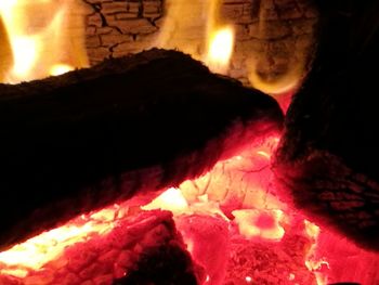 Close-up of bonfire at night