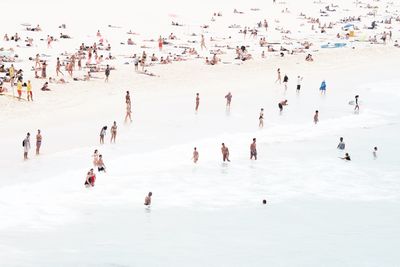 High angle view of people on beach