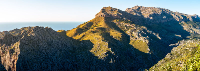 Scenic view of mountain range against sky