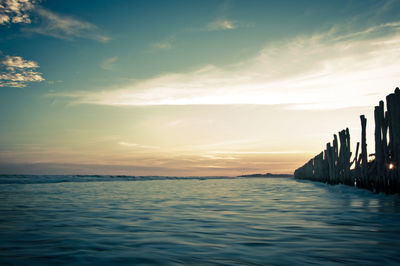 Scenic view of sea against sky during sunset