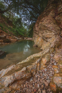 Scenic view of river amidst rocks