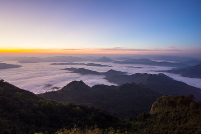 Scenic view of mountains against clear sky