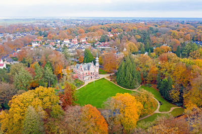 Aerial from a beautiful little medieval castle in the netherlands