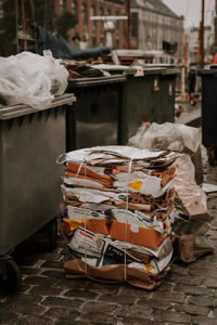 High angle view of garbage bin