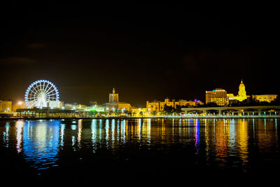 Illuminated city at night