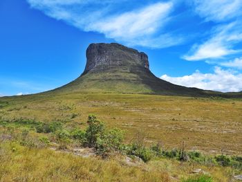 Scenic view of land against sky