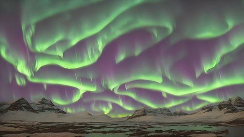 Scenic view of mountains against sky during sunset