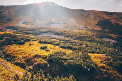 Scenic view of mountains against sky