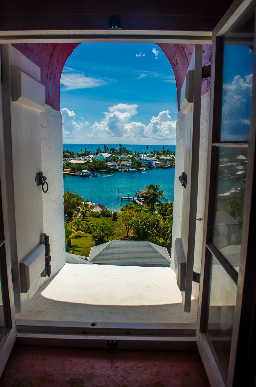 SEA SEEN THROUGH WINDOW