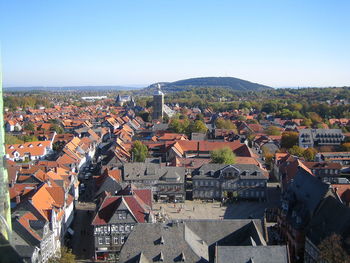 High angle view of townscape against sky