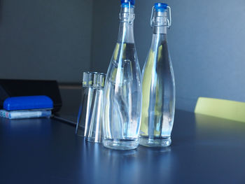 Close-up of water in glass on table