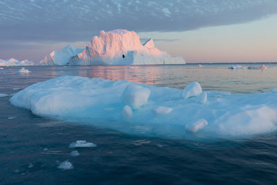 Scenic view of sea against sky during winter