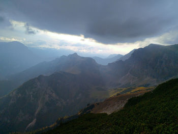 Scenic view of mountains against sky