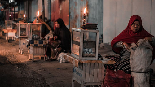 People sitting in a temple