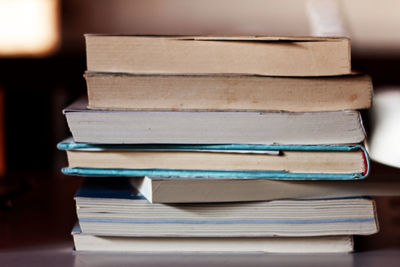 Stack of books on table
