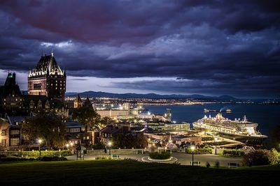 View of city at night