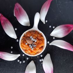 High angle view of breakfast on table